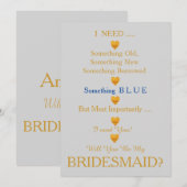 Invitation Grey & Gold avec le coeur Serez-vous ma servante d (Devant / Derrière)