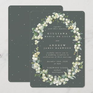 Invitation Grey Green Snowberry+Eucalyptus Réception uniqueme