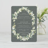 Invitation Grey Green Snowberry+Eucalyptus Réception uniqueme (Debout devant)