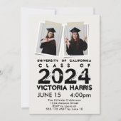 Invitation Grey Grunge 2 Custom Photo Fun Graduation (Devant)