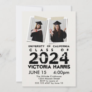 Invitation Grey Grunge 2 Custom Photo Fun Graduation