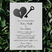 Invitation Grey Heart Lock et mariage clé Inviter