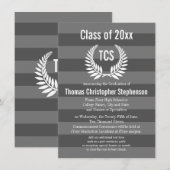 Invitation Grey Laurel Custom Lycée collégial Graduation (Devant / Derrière)