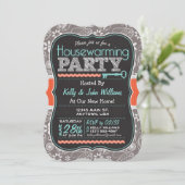 Invitation Grey Paisley; Chalkboard House Party (Debout devant)