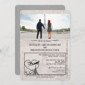 Invitation Grey Paris Passport Mariage (Devant / Derrière)