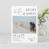 Invitation Grey Rejoignez-nous Typographie moderne Mariage ph (Debout devant)