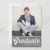 Invitation Grey Retro Bold Typographie Photo Graduation (Devant)