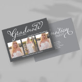 Invitation Grey Script 3 Photo Graduation Announcement