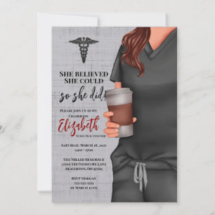 Invitation Grey Scrubs Infirmière École de soins infirmiers I