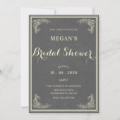 Invitation Grey vintage elegant baby shower  (Devant)