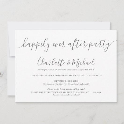 Invitation Grey White Heureusement Jamais Après Le Mariage Ph (Devant)