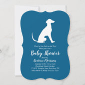 Invitation Greyhound Chien Baby shower Garçon bleu (Devant)