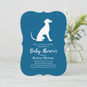 Invitation Greyhound Chien Baby shower Garçon bleu (Debout devant)