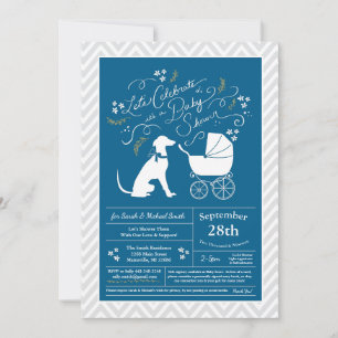 Invitation Greyhound Chien Baby shower Garçon bleu