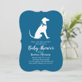 Invitation Greyhound Chien Baby shower Garçon bleu (Debout devant)