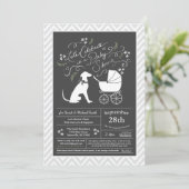 Invitation Greyhound Chig Baby shower genre neutre (Debout devant)