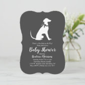 Invitation Greyhound Chig Baby shower genre neutre (Debout devant)