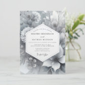 Invitation Greyscale Painterly Bloom Wedding (Debout devant)