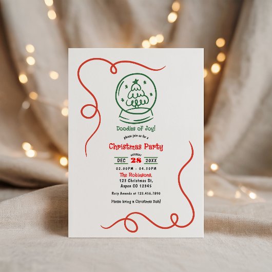 Invitation Gribouillis de Joie ! Fête de Noël dessinée à la m