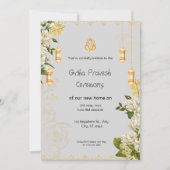 Invitation Griha Pravesh vert et jaune (Devant)