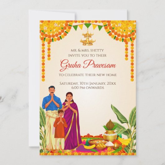 Invitation Grihapravesh invite Digital Grihapravesham invite (Devant)