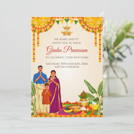 Invitation Grihapravesh numérique Gruhapravesham i (Debout devant)