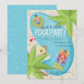 Invitation Grill and Chill Adulte Anniversaire Pool Invitatio (Devant / Derrière)