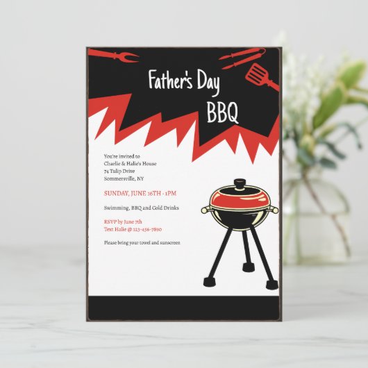 Invitation Grill barbecue chaud (Debout devant)