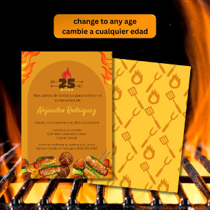 Invitation Grill BBQ espagnol n'importe quel âge pour les hom