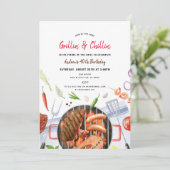 Invitation Grill & Chill BBQ Fête d'anniversaire dans le jard (Debout devant)