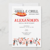 Invitation Grill & Chill Cookout BBQ Barbecue Fête d'annivers (Devant)