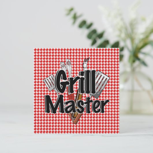 Invitation Grill Master avec BBQ Tools & Picnic Table (Debout devant)
