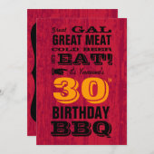Invitation Grillade barbecue du 30e anniversaire (Devant / Derrière)