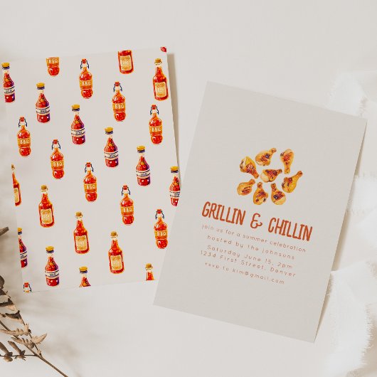 Invitation Grillades et Jardin d'été frais BBQ