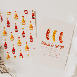 Invitation Grillades et Jardin d'été frais BBQ