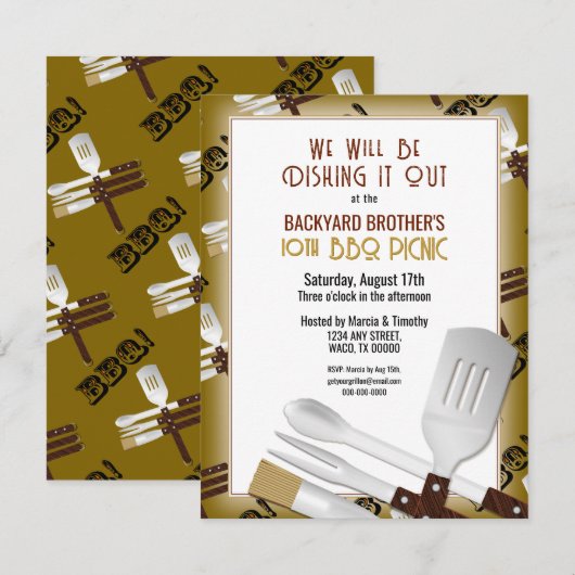 Invitation Grillage au barbecue (Devant / Derrière)
