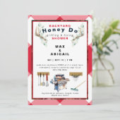 Invitation Grillage rouge & Fixation Antlers Couples Douche (Debout devant)