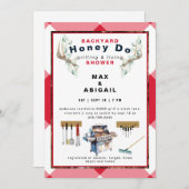 Invitation Grillage rouge & Fixation Antlers Couples Douche (Devant / Derrière)