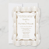 Invitation Grille 20s Grand Gatsby Gold Mariage blanc (Devant)