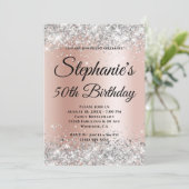 Invitation Grille blanche Parties scintillant Rose argent or (Debout devant)