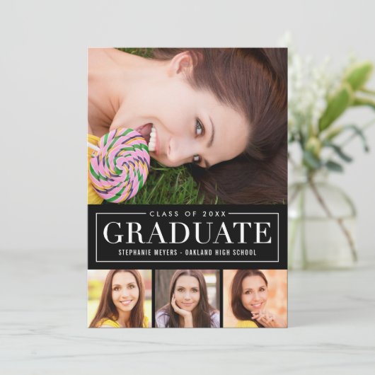 Invitation Grille intemporelle ÉDITABLE Graduation des couleu (Debout devant)