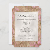 Invitation Grille Parties scintillant rose or Glam Zebra impr (Devant)