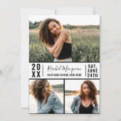 Invitation Grille photo en noir blanc simple (Devant)