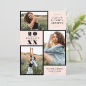 Invitation Grille photo minimale rose moderne (Debout devant)