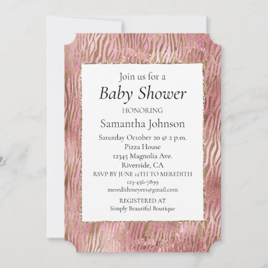 Invitation Grille rose or Zebra Impression (Devant)