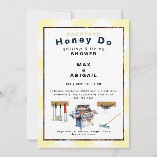 Invitation Griller & Réparer douche pour couples jaunes