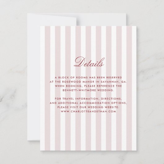 Invitation Grilles verticales rose vif Détails Mariage modern (Devant)