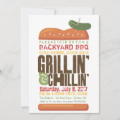 Invitation Grillin Chillin BBQ Invitation, Burger Barbecue (Devant)