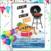 Invitation Grillin Et Chillin BBQ Anniversaire Pool Party