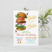 Invitation Grillin et Chillin BBQ Hamburger Anniversaire (Debout devant)
